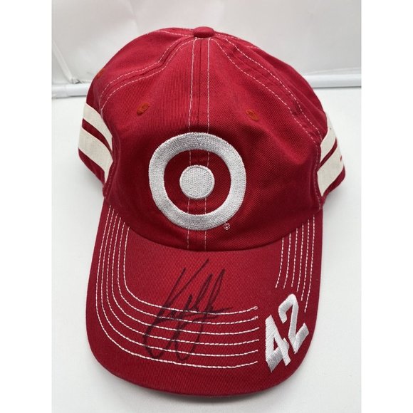 Kyle Larson Signed Red Target Baseball Hat Cap Hook Loop Nascar Ganassi Racing - Picture 7 of 7